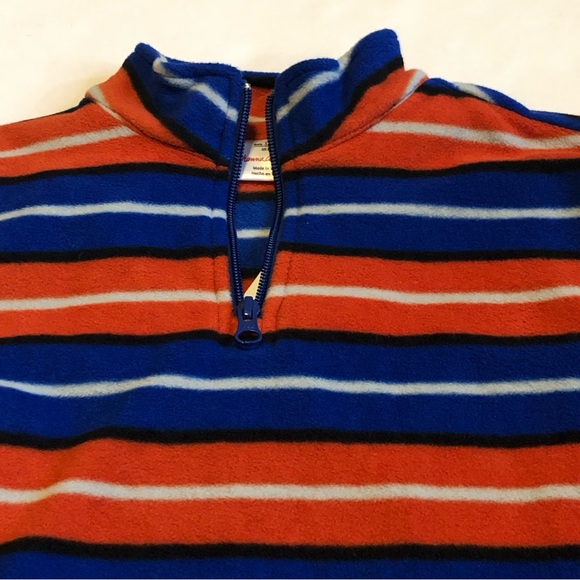 NWT Hanna Andersson Blue & Orange Stripe Pullover Fleece - Picture 2 of 9